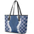 Hawaii Aloha Plumeria Lei Navy Palaka Leather Tote Bag - Polynesian Pride