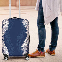 Hawaii Aloha Plumeria Lei Navy Palaka Luggage Cover - Polynesian Pride