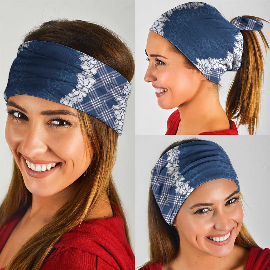 Hawaii Aloha Plumeria Lei Navy Palaka Neck Gaiter - Polynesian Pride