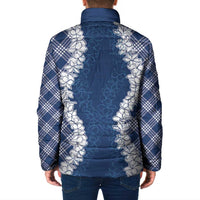 Hawaii Aloha Plumeria Lei Navy Palaka Padded Jacket LT7 - Polynesian Pride