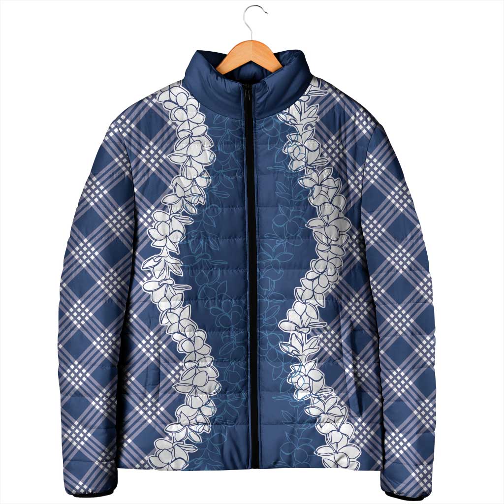 Hawaii Aloha Plumeria Lei Navy Palaka Padded Jacket LT7 - Polynesian Pride
