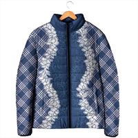 Hawaii Aloha Plumeria Lei Navy Palaka Padded Jacket LT7 - Polynesian Pride
