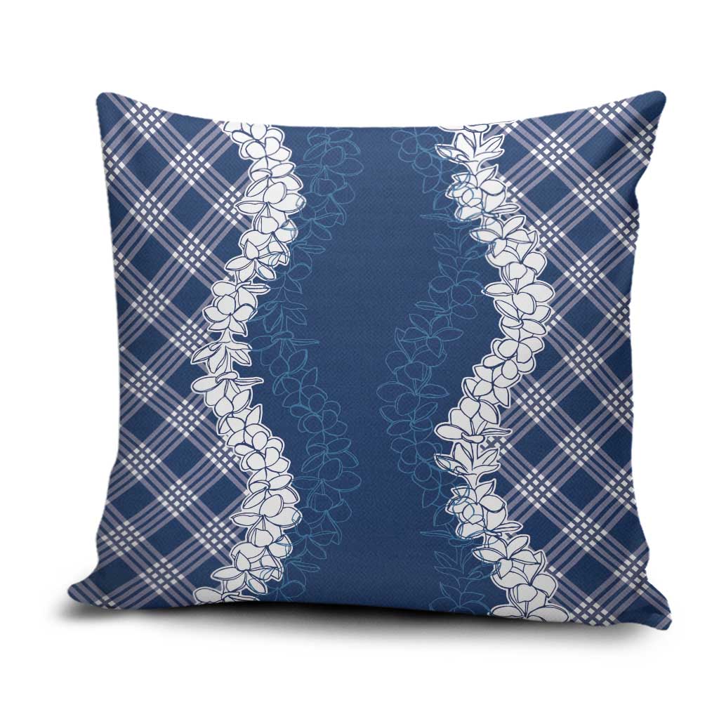 Hawaii Aloha Plumeria Lei Navy Palaka Pillow Cover - Polynesian Pride
