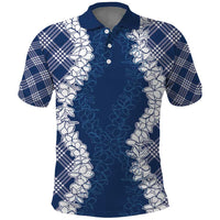 Hawaii Aloha Plumeria Lei Navy Palaka Polo Shirt - Polynesian Pride