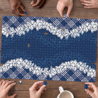 Hawaii Aloha Plumeria Lei Navy Palaka Puzzle LT7 - Polynesian Pride