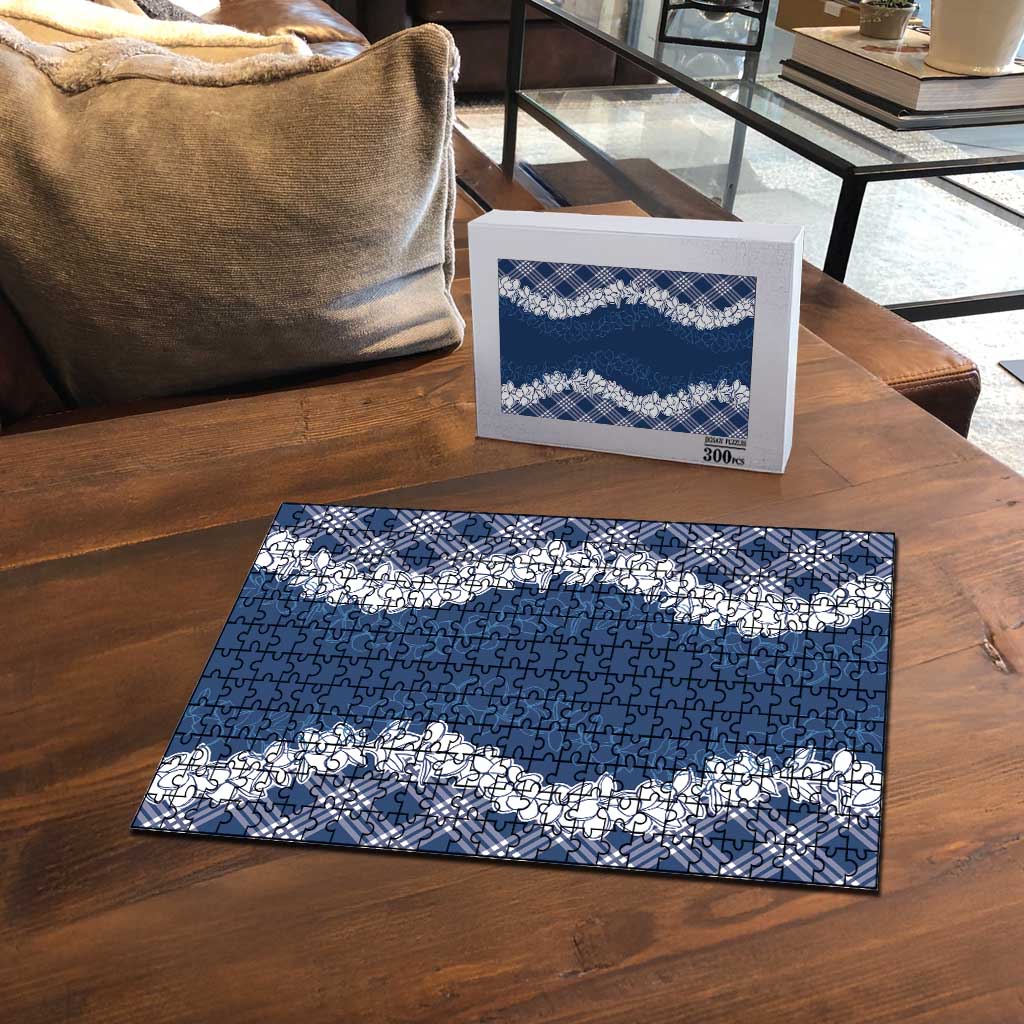 Hawaii Aloha Plumeria Lei Navy Palaka Puzzle LT7 - Polynesian Pride
