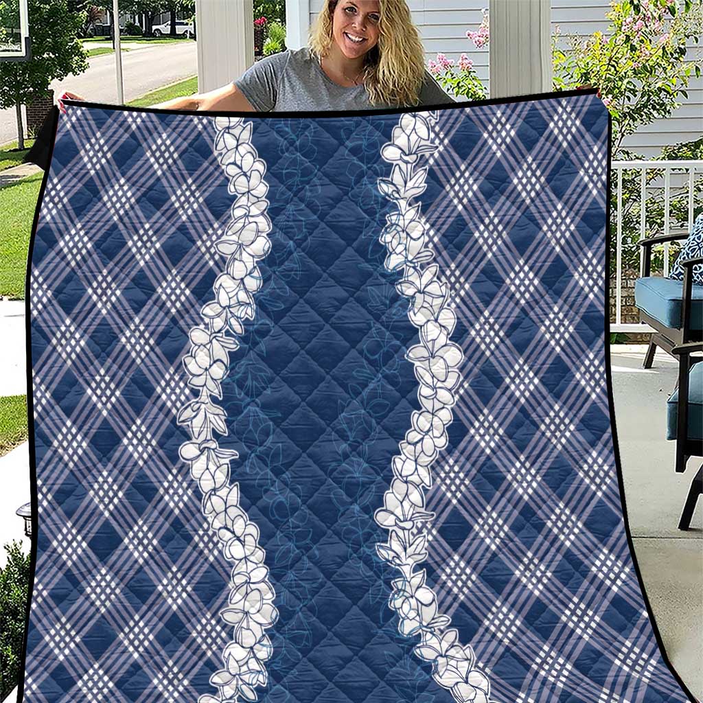 Hawaii Aloha Plumeria Lei Navy Palaka Quilt LT7 Navy Blue - Polynesian Pride