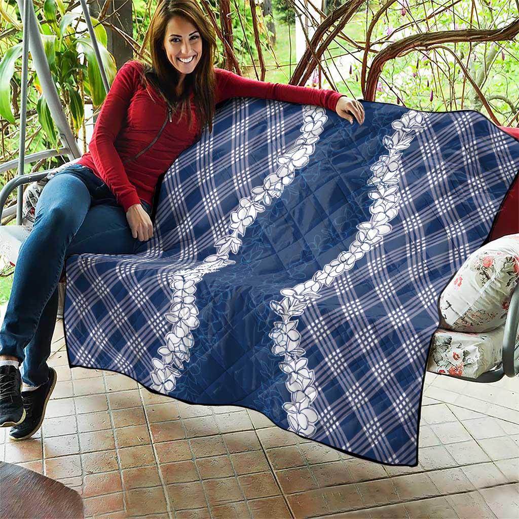 Hawaii Aloha Plumeria Lei Navy Palaka Quilt LT7 - Polynesian Pride