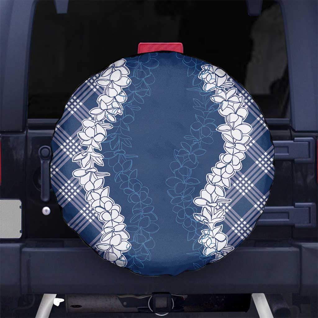 Hawaii Aloha Plumeria Lei Navy Palaka Spare Tire Cover - Polynesian Pride