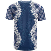 Hawaii Aloha Plumeria Lei Navy Palaka T Shirt - Polynesian Pride