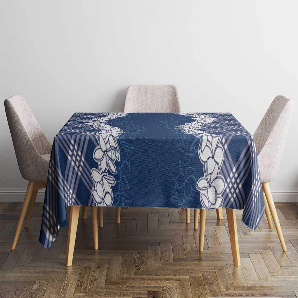 Hawaii Aloha Plumeria Lei Navy Palaka Tablecloth - Polynesian Pride
