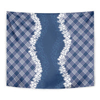 Hawaii Aloha Plumeria Lei Navy Palaka Tapestry - Polynesian Pride