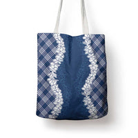 Hawaii Aloha Plumeria Lei Navy Palaka Tote Bag - Polynesian Pride