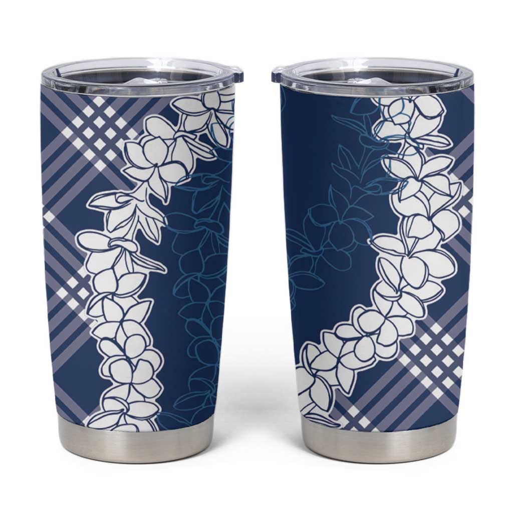 Hawaii Aloha Plumeria Lei Navy Palaka Tumbler Cup - Polynesian Pride