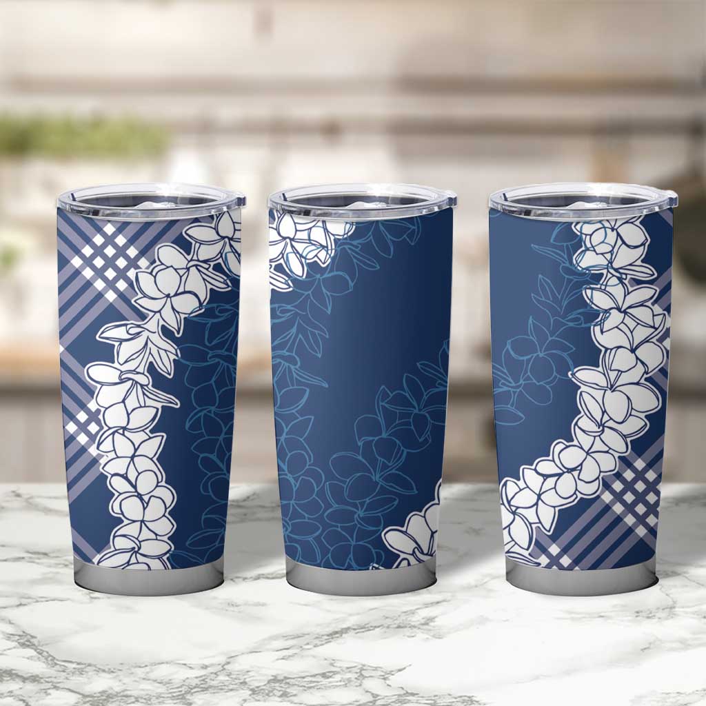 Hawaii Aloha Plumeria Lei Navy Palaka Tumbler Cup - Polynesian Pride