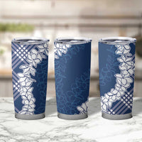 Hawaii Aloha Plumeria Lei Navy Palaka Tumbler Cup - Polynesian Pride