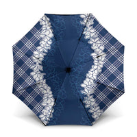 Hawaii Aloha Plumeria Lei Navy Palaka Umbrella - Polynesian Pride