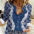 Hawaii Aloha Plumeria Lei Navy Palaka Women Casual Shirt - Polynesian Pride