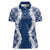 Hawaii Aloha Plumeria Lei Navy Palaka Women Polo Shirt - Polynesian Pride