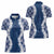 Hawaii Aloha Plumeria Lei Navy Palaka Women Polo Shirt - Polynesian Pride