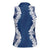 Hawaii Aloha Plumeria Lei Navy Palaka Women Sleeveless Polo Shirt - Polynesian Pride