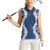 Hawaii Aloha Plumeria Lei Navy Palaka Women Sleeveless Polo Shirt - Polynesian Pride