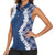 Hawaii Aloha Plumeria Lei Navy Palaka Women Sleeveless Polo Shirt - Polynesian Pride