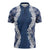 Hawaii Aloha Plumeria Lei Navy Palaka Zipper Polo Shirt - Polynesian Pride
