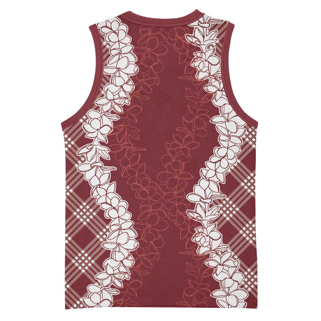 Hawaii Aloha Plumeria Lei Scarlet Palaka Basketball Jersey - Polynesian Pride