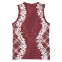 Hawaii Aloha Plumeria Lei Scarlet Palaka Basketball Jersey - Polynesian Pride
