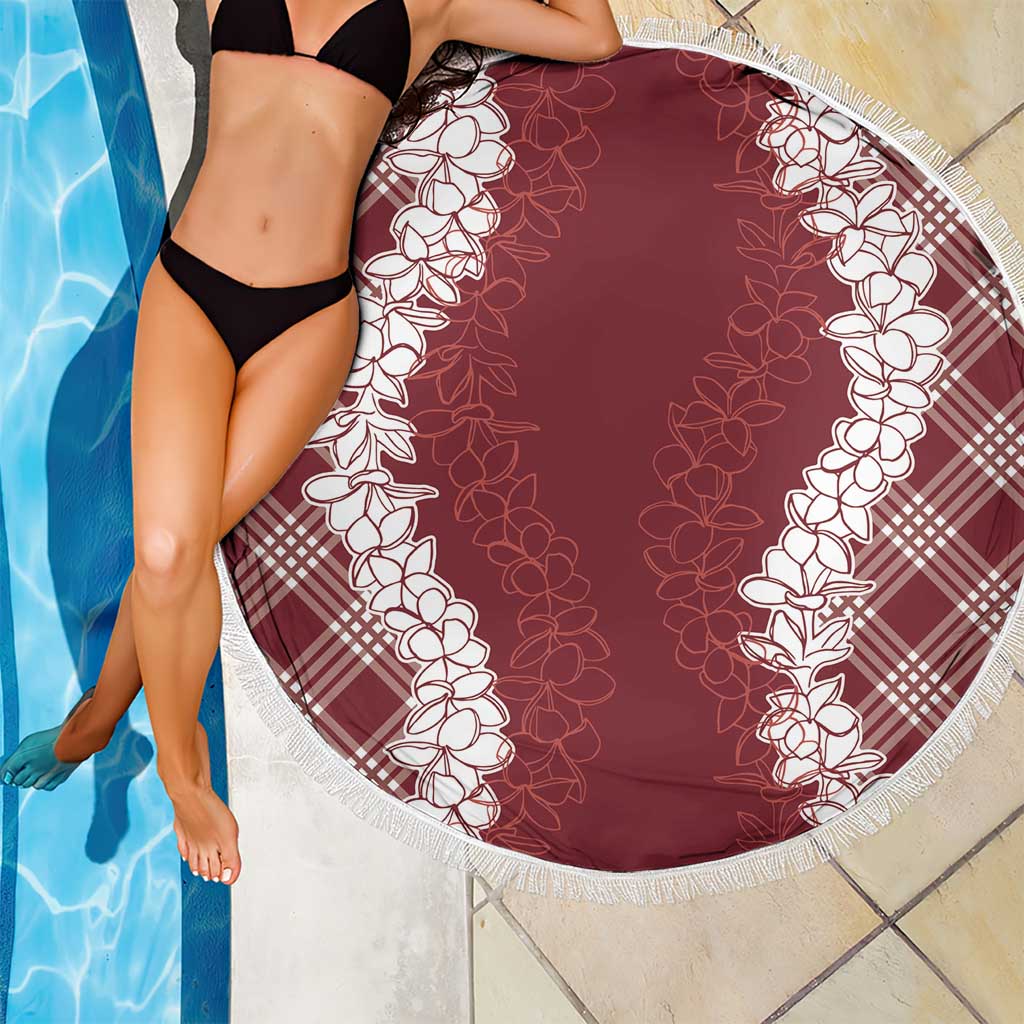 Hawaii Aloha Plumeria Lei Scarlet Palaka Beach Blanket - Polynesian Pride