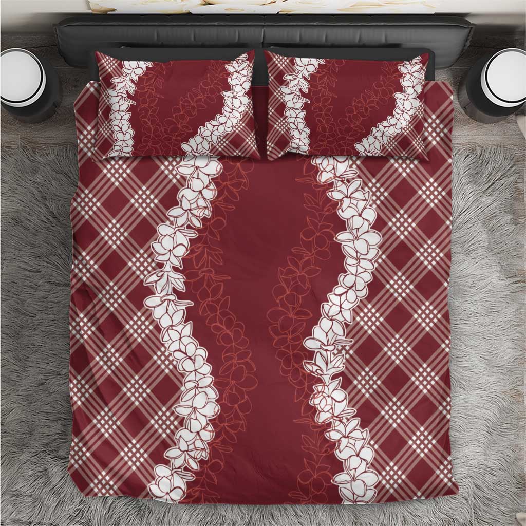 Hawaii Aloha Plumeria Lei Scarlet Palaka Bedding Set - Polynesian Pride