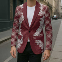 Hawaii Aloha Plumeria Lei Scarlet Palaka Blazer - Polynesian Pride