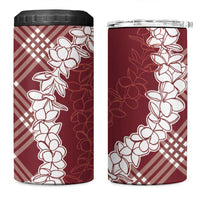 Hawaii Aloha Plumeria Lei Scarlet Palaka 4 in 1 Can Cooler Tumbler - Polynesian Pride