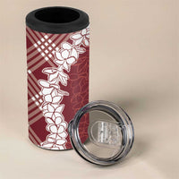 Hawaii Aloha Plumeria Lei Scarlet Palaka 4 in 1 Can Cooler Tumbler - Polynesian Pride