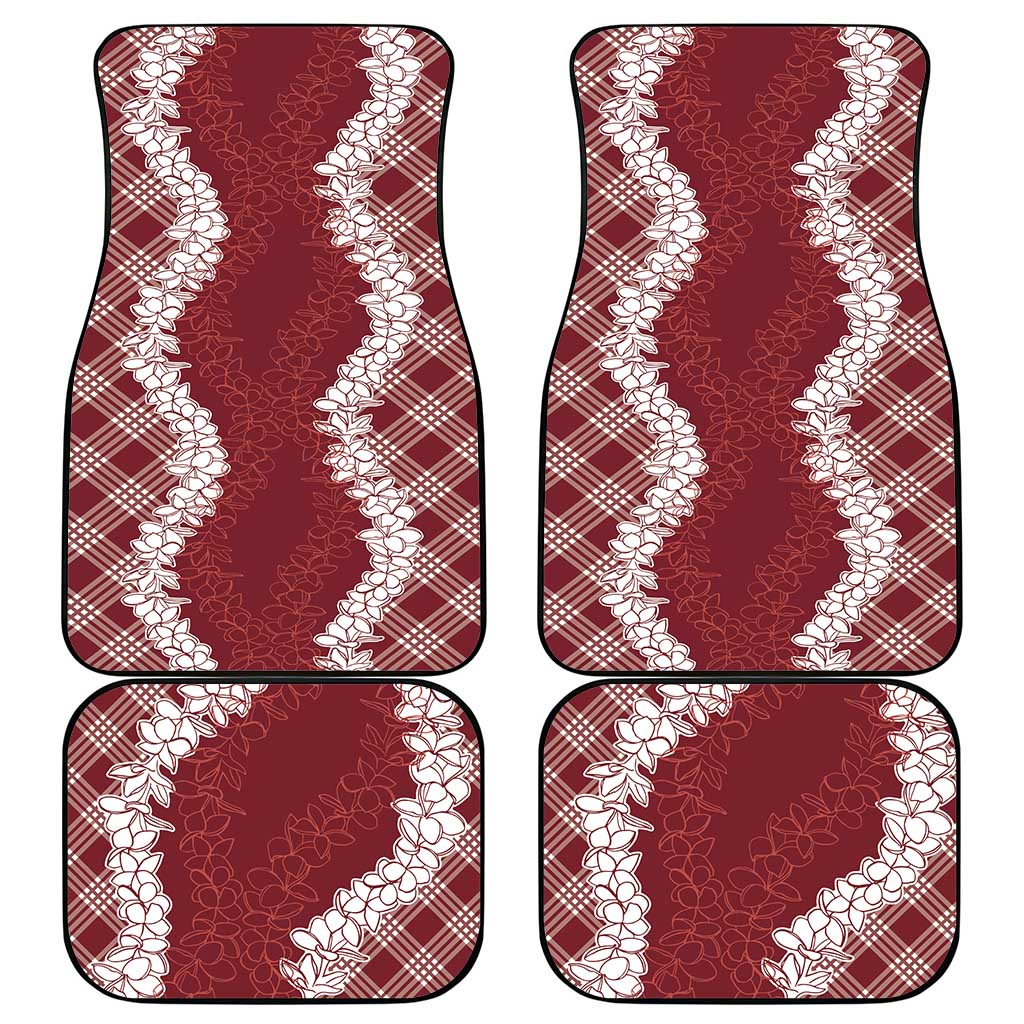 Hawaii Aloha Plumeria Lei Scarlet Palaka Car Mats - Polynesian Pride