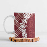 Hawaii Aloha Plumeria Lei Scarlet Palaka Ceramic Mug - Polynesian Pride
