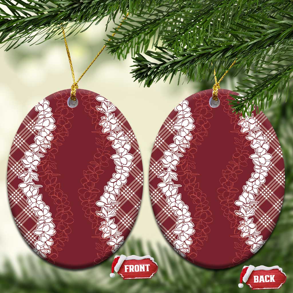 Hawaii Aloha Plumeria Lei Scarlet Palaka Ceramic Ornament - Polynesian Pride