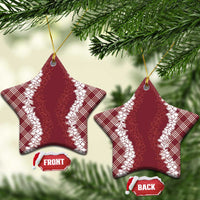 Hawaii Aloha Plumeria Lei Scarlet Palaka Ceramic Ornament - Polynesian Pride