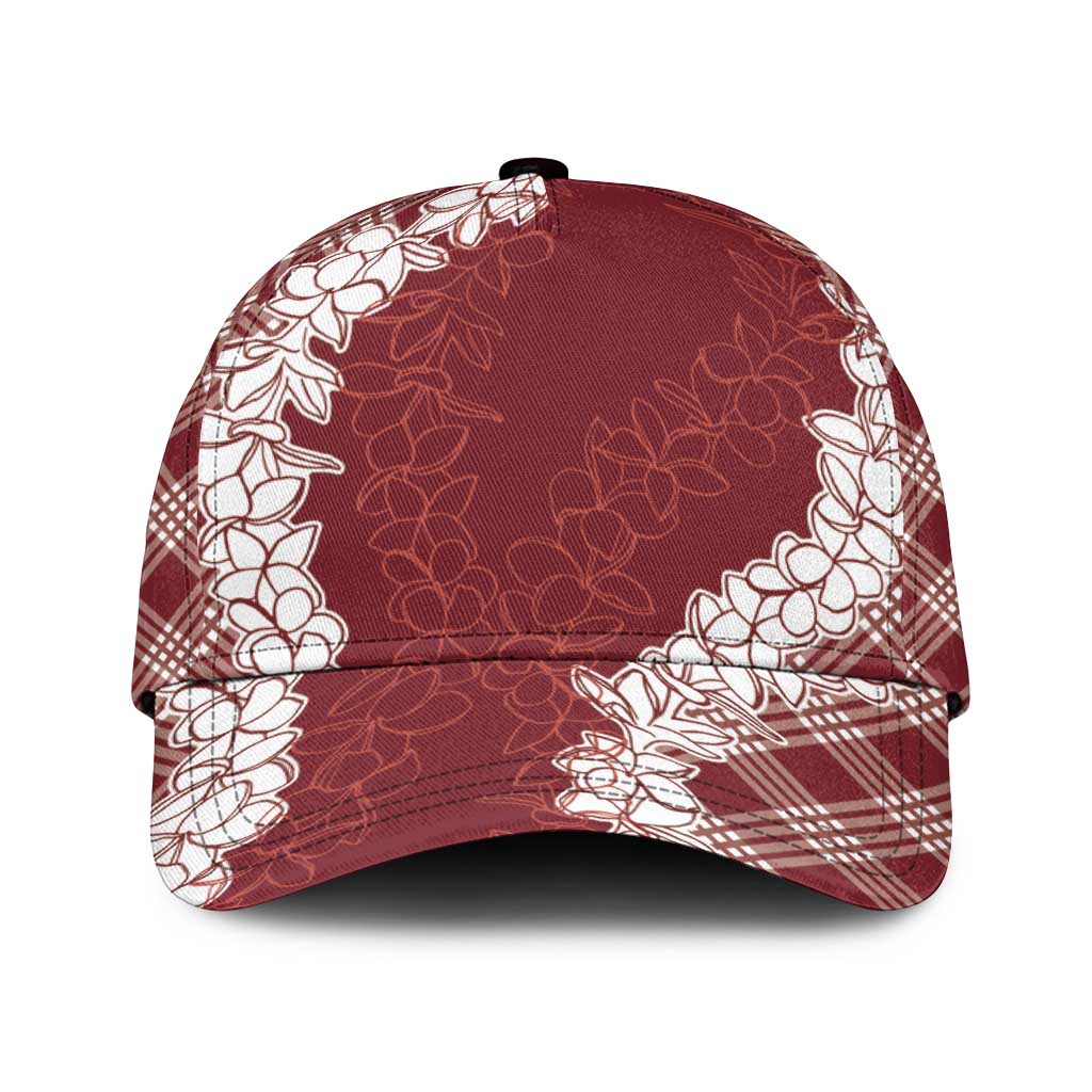 Hawaii Aloha Plumeria Lei Scarlet Palaka Classic Cap - Polynesian Pride