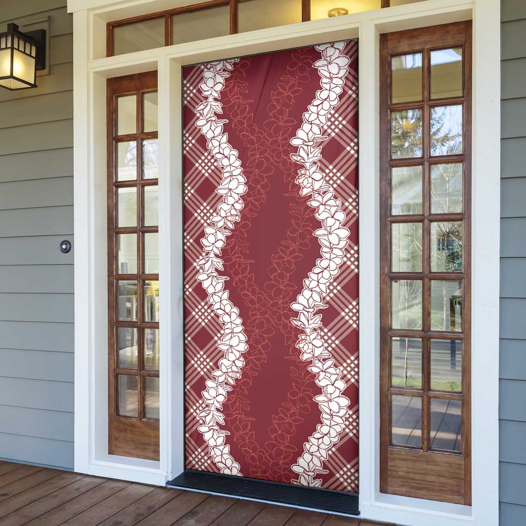 Hawaii Aloha Plumeria Lei Scarlet Palaka Door Cover - Polynesian Pride