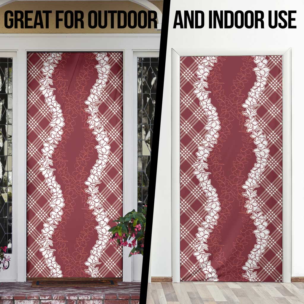 Hawaii Aloha Plumeria Lei Scarlet Palaka Door Cover - Polynesian Pride