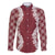 Hawaii Aloha Plumeria Lei Scarlet Palaka Family Matching Long Sleeve Bodycon Dress and Hawaiian Shirt - Polynesian Pride