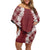 Hawaii Aloha Plumeria Lei Scarlet Palaka Family Matching Off Shoulder Short Dress and Hawaiian Shirt - Polynesian Pride