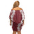 Hawaii Aloha Plumeria Lei Scarlet Palaka Family Matching Off Shoulder Short Dress and Hawaiian Shirt - Polynesian Pride
