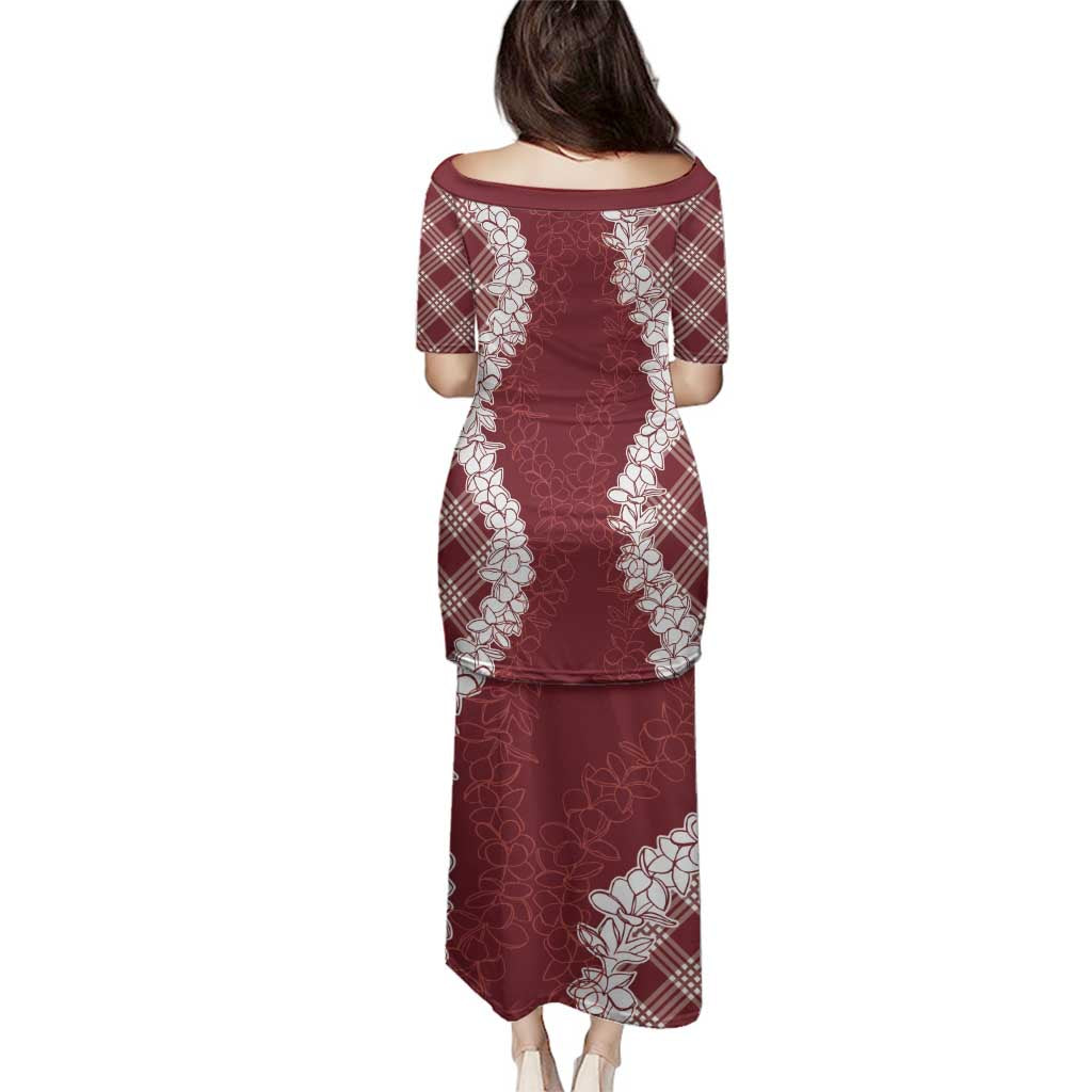 Hawaii Aloha Plumeria Lei Scarlet Palaka Family Matching Puletasi and Hawaiian Shirt - Polynesian Pride