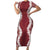 Hawaii Aloha Plumeria Lei Scarlet Palaka Family Matching Short Sleeve Bodycon Dress and Hawaiian Shirt - Polynesian Pride