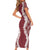 Hawaii Aloha Plumeria Lei Scarlet Palaka Family Matching Short Sleeve Bodycon Dress and Hawaiian Shirt - Polynesian Pride