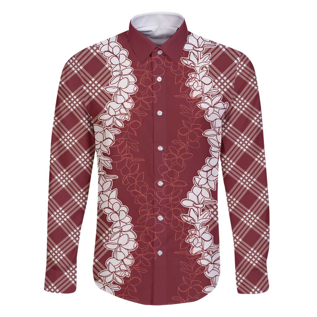 Hawaii Aloha Plumeria Lei Scarlet Palaka Family Matching Tank Maxi Dress and Hawaiian Shirt - Polynesian Pride