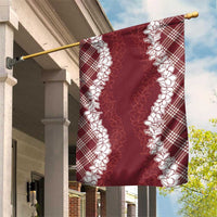 Hawaii Aloha Plumeria Lei Scarlet Palaka Garden Flag - Polynesian Pride